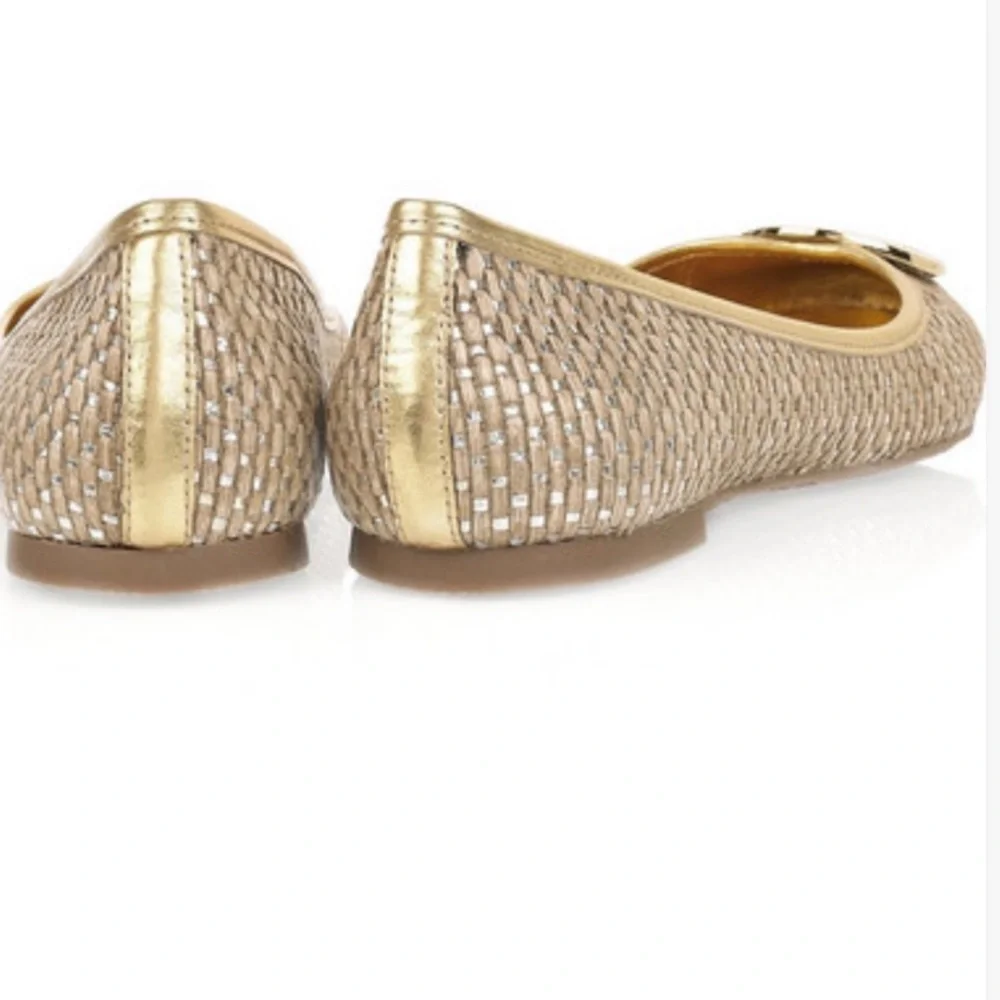 Tory Burch ‘Reva’ Gold Ballerina Flats